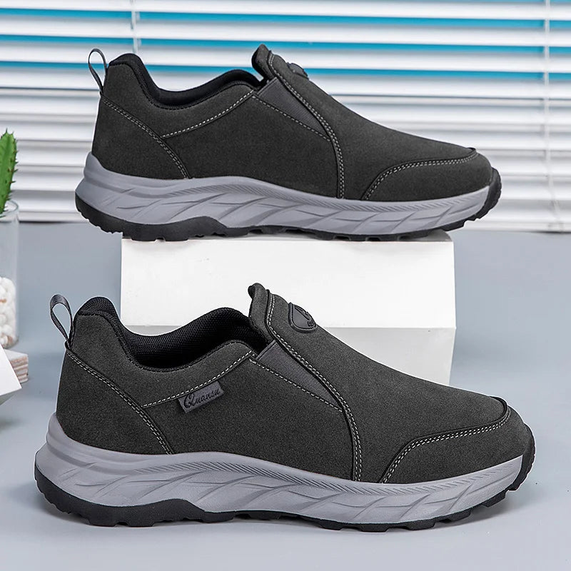 Mens Walking Shoes Leather Anti Slip Wear-resistant Autumn Fashion High-quality Soft Sole Comfortable Casual Flat Sneakers Man.