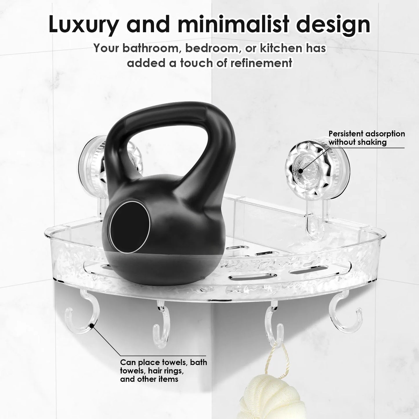 2Pcs Dusche Ecke Regal Wand Saugnapf Lagerung Rack Kein Bohrer Bad Shampoo Kosmetische Veranstalter Halter