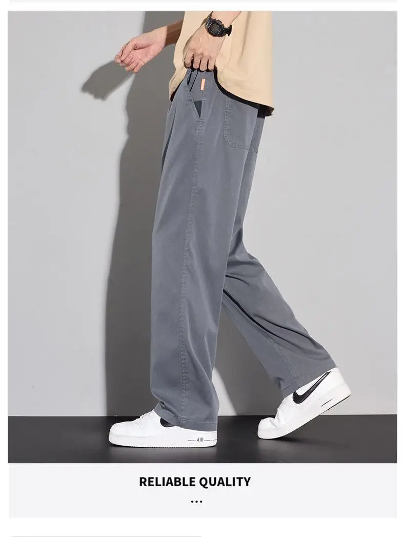 2025 Summer Thin Men's Soft Lyocell Casual Pants Breathable Fashion Solid Color Simple Male Trousers Brand Clothing.