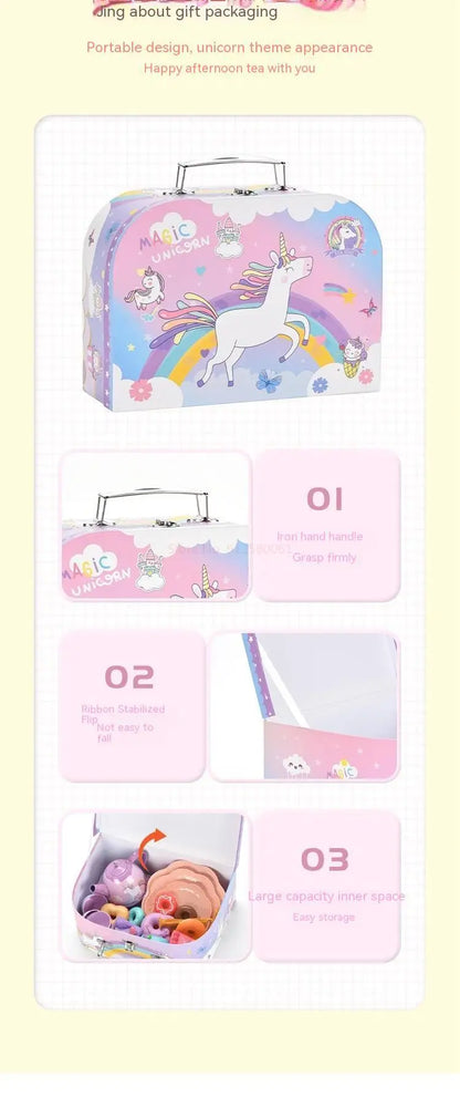 Kids Tea Party Set For Little Girls Mermaid Gift Pretend Toy Tin Tea Set Princess Tea Time Kitchen Pretend Play Tea Set Gift