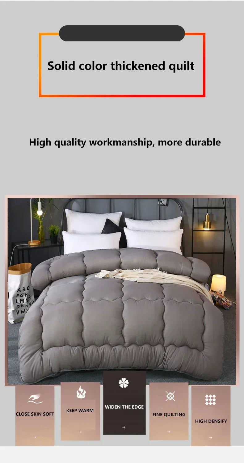 Grey thick quilted winter hotel style quilt Comforter Queen King soft winter quilt very warm220x240Quilts  - et.