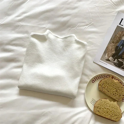 2025 Women Turtleneck Knitted Pullovers Solid Sweater Harajuku Korean Soft Warm Knitwear Autumn Winter Fashion Slim Jumpers Tops.