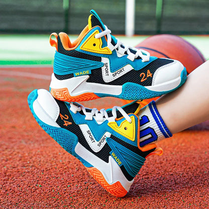 Children Basketball Shoes for Boys Girls Kids Teenagers Breathable Non-slip Lace Up Indoor Outdoor Training Sneakers Tennis Shoe.