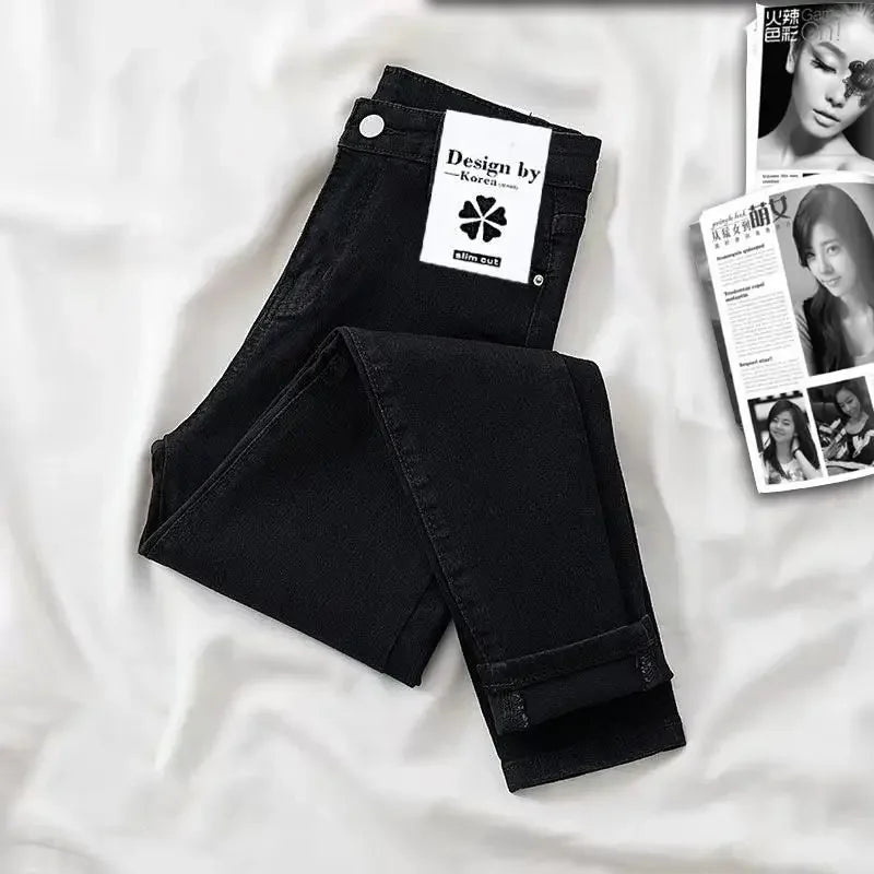 High-waisted Slimming Women's Jeans Fashionable Skinny Denim Pants Spring New Style.