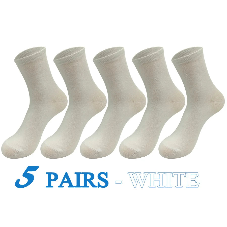 5 Pairs/Lot Socks Men Cotton Dress Wedding Black Grey White Brand Fashion Meias Male Breathable Casual Long Sock Gift 2024 New
