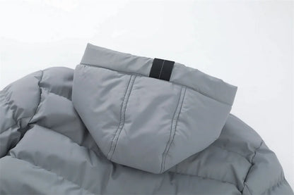 New Winter Men's Mid-Length Cotton-Lined Coat Business-Casual Windproof Warmth Fashionable Hooded Jacket Stylish Menswear.