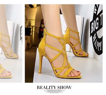 BIGTREE Shoes Roman Style High Heels Woman Pumps Stiletto Heels 11 Cm Women Heels Sexy Party Shoes Hollow Out Women Sandals 2025