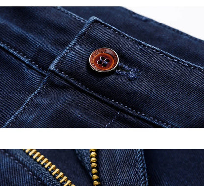 Spring Autumn Men's Classic Business Jeans Straight Elastic Fashion Washed Denim Trousers Brand Clothing Office Jean Pants Male.