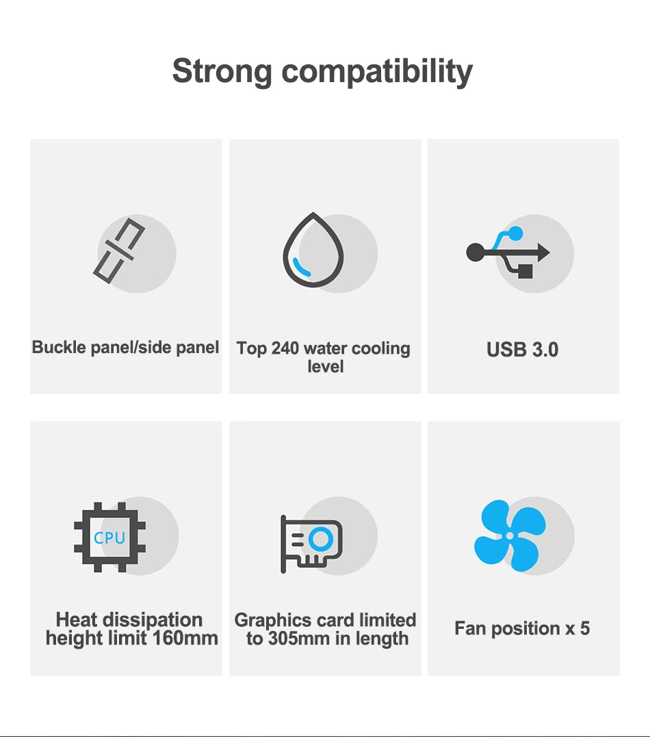 Power Train Illusionary Realm Computer Case M-ATX/Mini-ITX Desktop Game Chassis ATX Power Supply Support 240 Water Cooler.