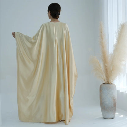 Batwing Satin Shimmer Abaya Damen Dubai Luxury Islam Muslim Kaftan Dress Women Kebaya Vestidos Djellaba Robe Femme Musulmane.