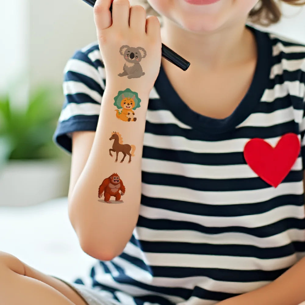 54 stücke Temporäre Tattoo Fictional Tier Darstellungen Cartoon Cartoon Tiere Wildlife Icons Temporäre Tattoo Aufkleber Für Arme.