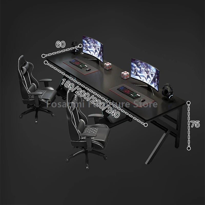 Großer 2-Personen-Gamer-PC-Schreibtisch mit K-förmigen Beinen, moderner Büro-Doppelcomputer-Schreibtische, geräumiger langer Gaming-Tisch für Zuhause und Arbeitszimmer für zwei Personen