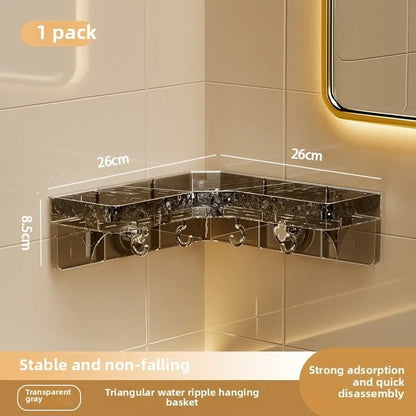 Eckregal mit gewelltem, nicht perforiertem Saugnapf, für Badezimmer, WC, Stativ, Duschregal, Wandmontage, Handtuch-Organizer, platzsparend