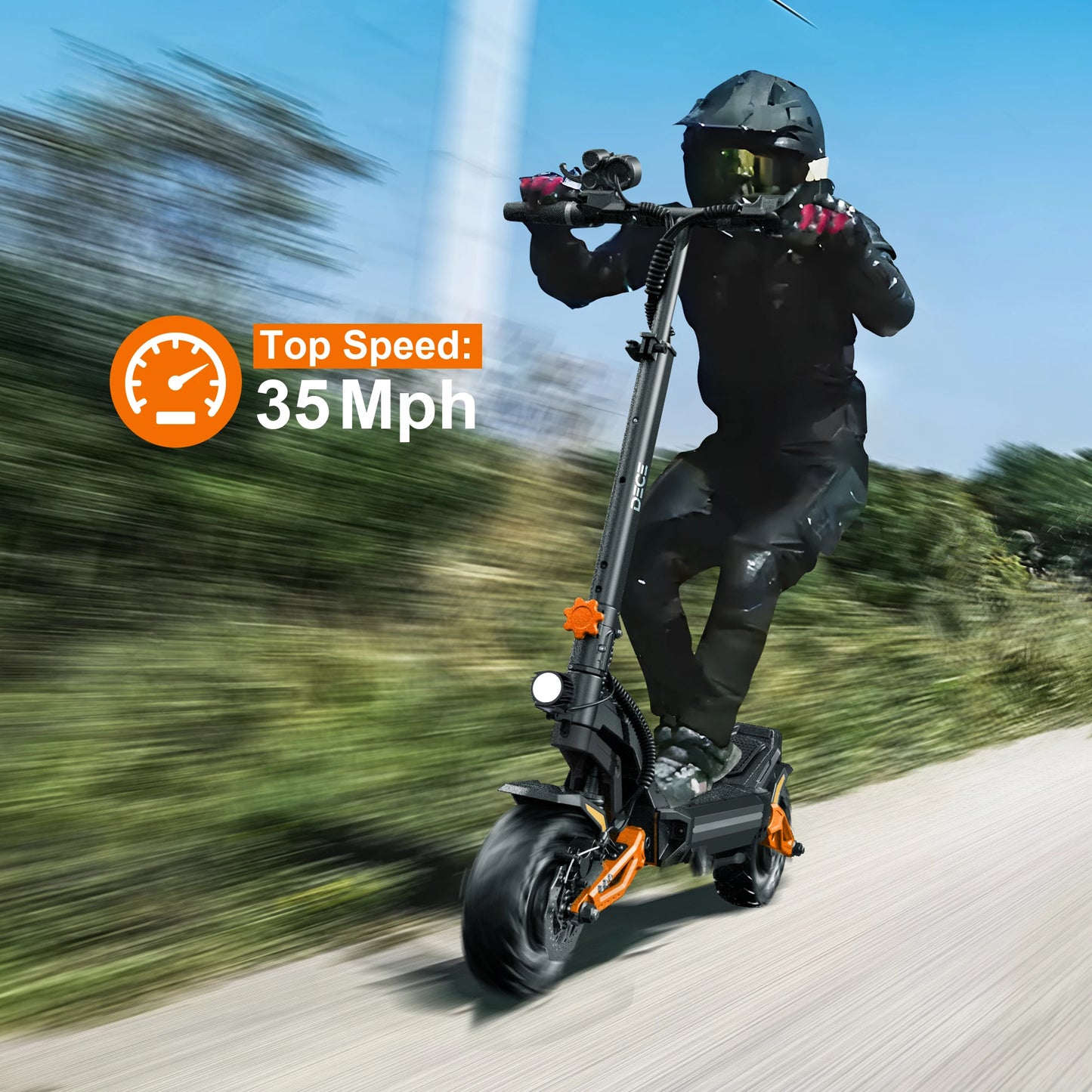 DECE DES20 Adult Electric Scooter 1200W*2 52V18Ah Battery City Commuter E-Scooter 10 Inch Off-Road Pneumatic Tire EScoote.