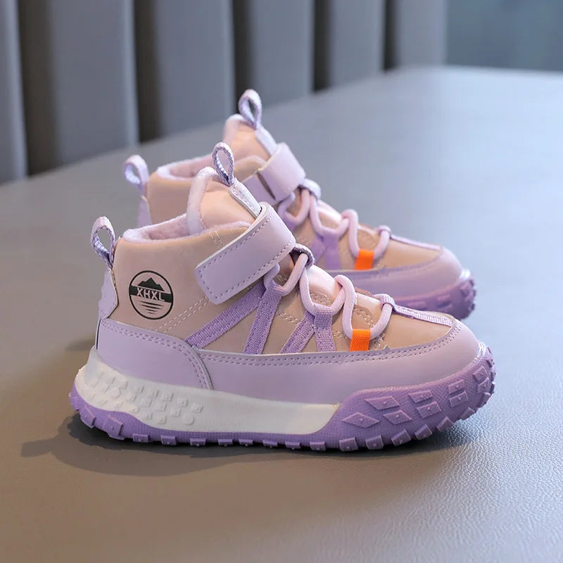 Childrens Sneakers 2025 Autumn Winter Boys Sport Shoes Girls Plush Warm Cotton Casual Shoes Studnet High Top Outdoor Ankle Boots.