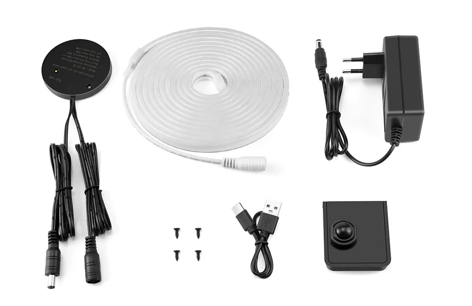 DC24V 10M/5M Silicone Tube Neon LED Strip Light With 2 Wireless Moveable PIR Motion Sensor Switches For Bedroom Corridor Stairs.