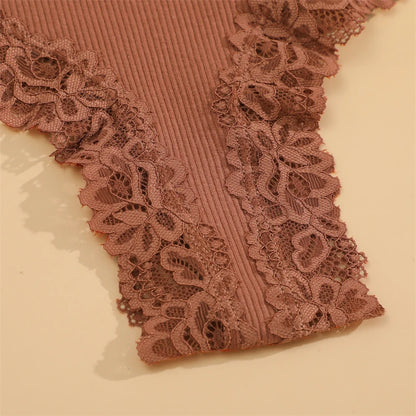 5Pcs/set Women Cotton Panties Floral Lace Intimate Underwear Trendy Patchwork Lace Briefs Female Soft Underpants Lingerie S-XL.