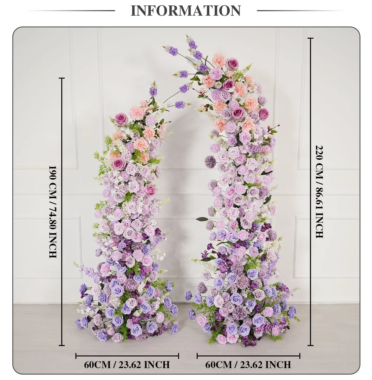 Uflower Gradient Lila Rose Blumenbogen Künstliche Dekorationen für Hochzeit Hintergrund Event Party Blumenarrangement Horn.