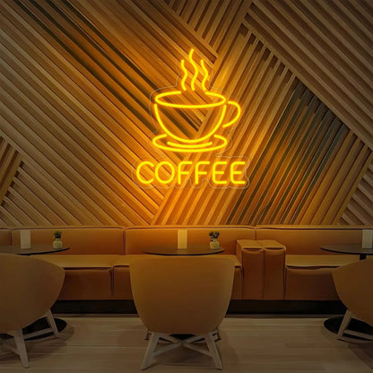 Kaffee-Leuchtreklame, Neon-LED-Schild für Café, Cafeteria, Restaurant, leuchtende Geschäftsschilder, Wanddekorationen für Zuhause, Lichter.