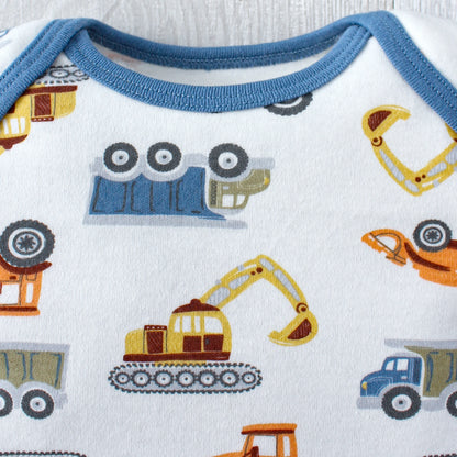 3PCS Sommer Jungen Baby Body Drei stück Set Cartoon Lkw und Streifen Muster Kurzarm Taste Design Dreieck body