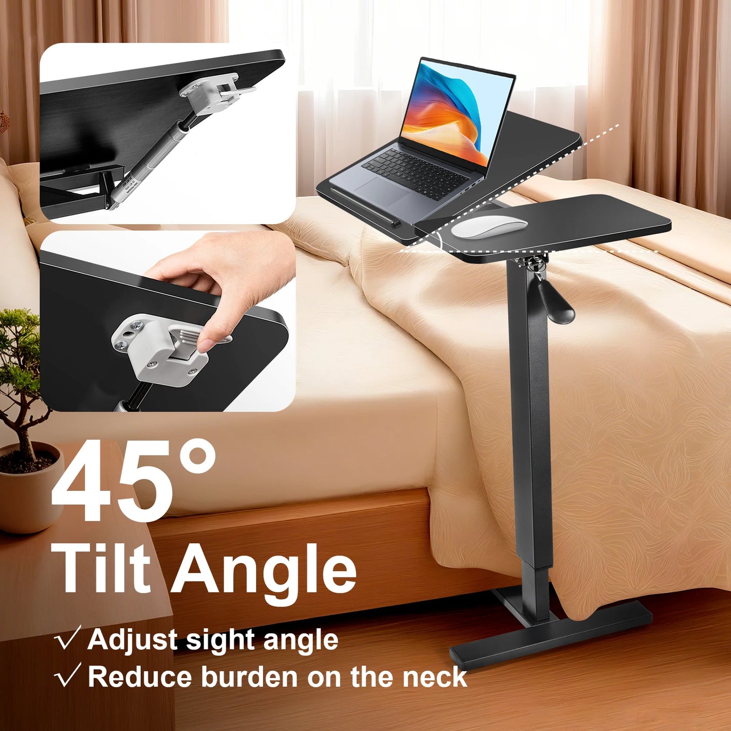 Höhenverstellbarer Sitz-Steh-Schreibtisch, pneumatischer Lift-Computertisch, Arbeitsplatz für Wohnzimmer, Schlafzimmer, Zuhause, Wohnheim