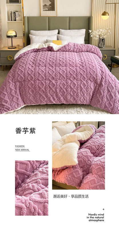 High End Thickened Winter Warm Blankets for Beds Artificial Lamb Cashmere Weighted Blanket Thicker Warmth Duvet Quilt Comforter