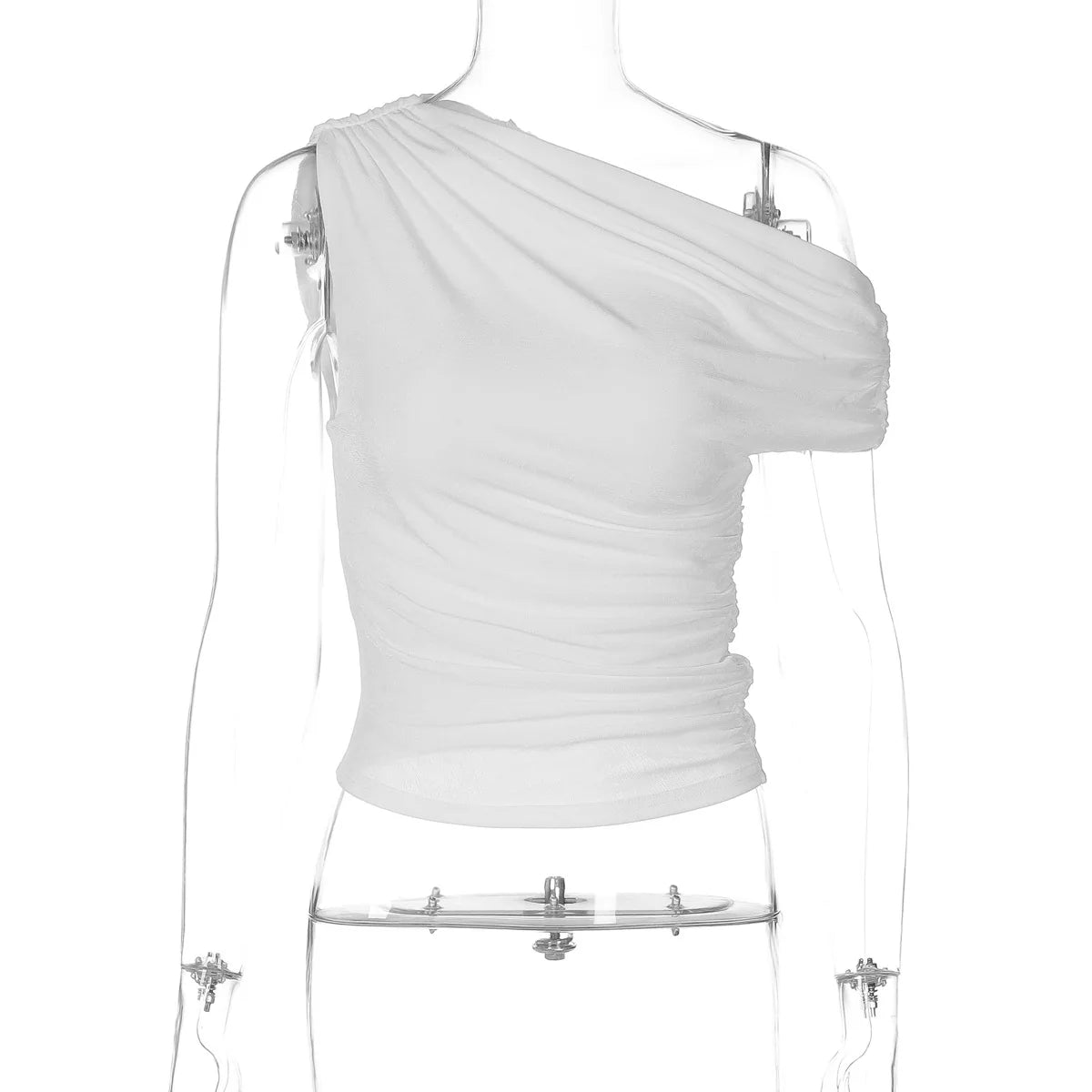 Talenza Sexy One Shoulder Tops Womens Summer Fashion Hot Girls Backless Pleated Slim T-Shirt Casual Office Lady Party Tops Women.