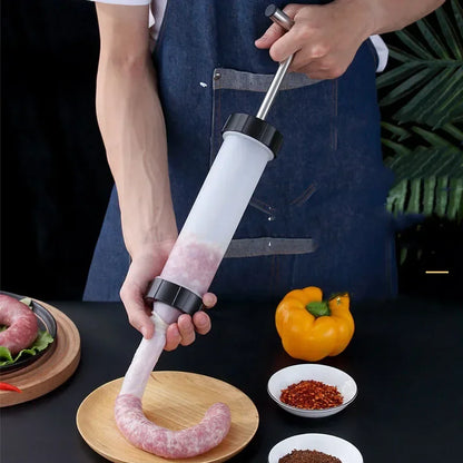 Manual Sausage Stuffer - Hand Crank Salami Maker with Metal Gears, Home Kitchen Filling Tool & Accessories (Vertical).