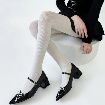 30% Wool Women Pantyhose Autumn Winter Comfortable Tights Girls Basic Bottom Leggings Long Stockings Black White Brown Grey