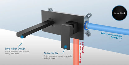 BAKALA Luxury  Mirror Matte  Black White Bathroom Faucet Basin Sink Tap Wall Mounted Square Brass Mixer LT-320BR