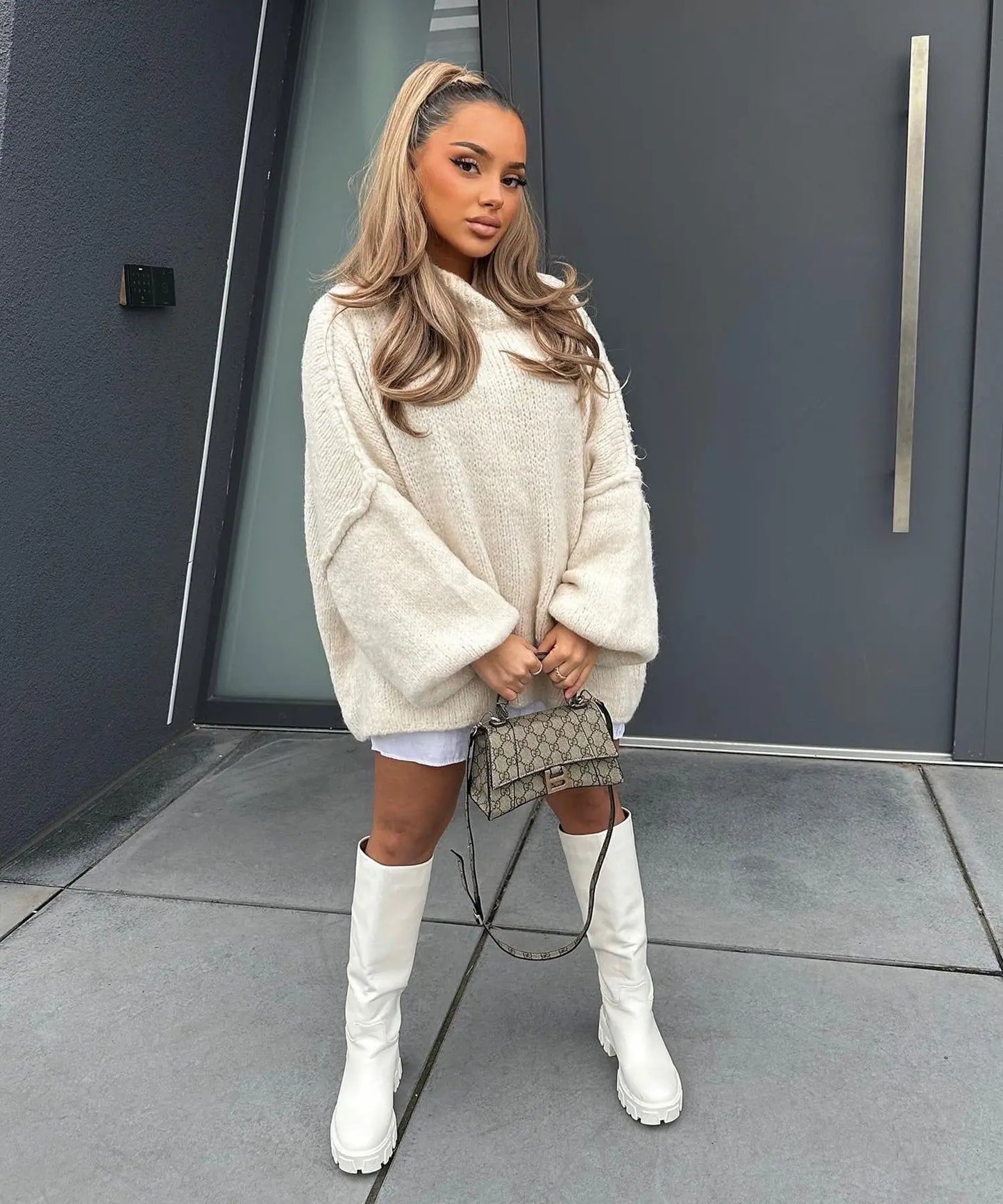 Neue Herbst/Winter frauen Pullover Einfarbig Halb-rollkragen Casual Pendler Stil Stricken Pullover Lose Pullover einfach Alle-spiel