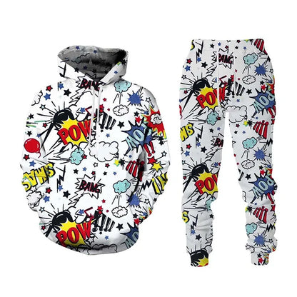 New Hip Hop 3d Cartoon Printed Tracksuit Set Man Woman Hoodie+pants 2pcs Sets Fashion Sportwear Spring Autumn Pullover Clothing.