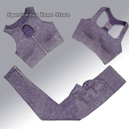 Yoga Suit High Waist Leggings Running Training Tights Sports Outfits Long Sleeve Crop Top Bra Seamless Fitenss Set Fitness Wear