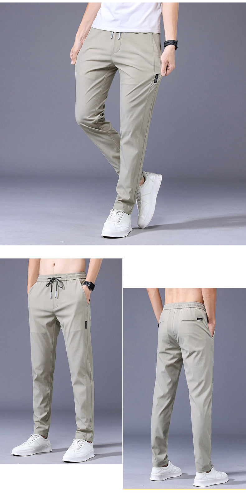 New Spring Summer Men's Casual Pants Slim Pant Straight Thin Trousers Male Fashion Stretch Khaki Jogging 28-38.