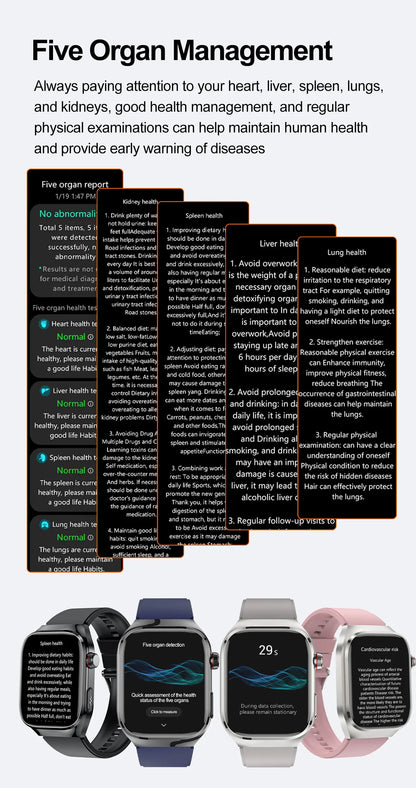 2025New Micro Physical Examination Smart Watch For Men Uric Acid Body Fat Five Organ Health Watches Bluetooth Call SmartBracelet.