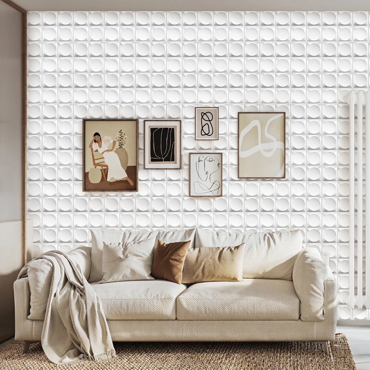 KUUJOJO 12pcs 3D textured wall panel for indoor wall decoration, suitable for living room, hall, bedroom, hotel, office