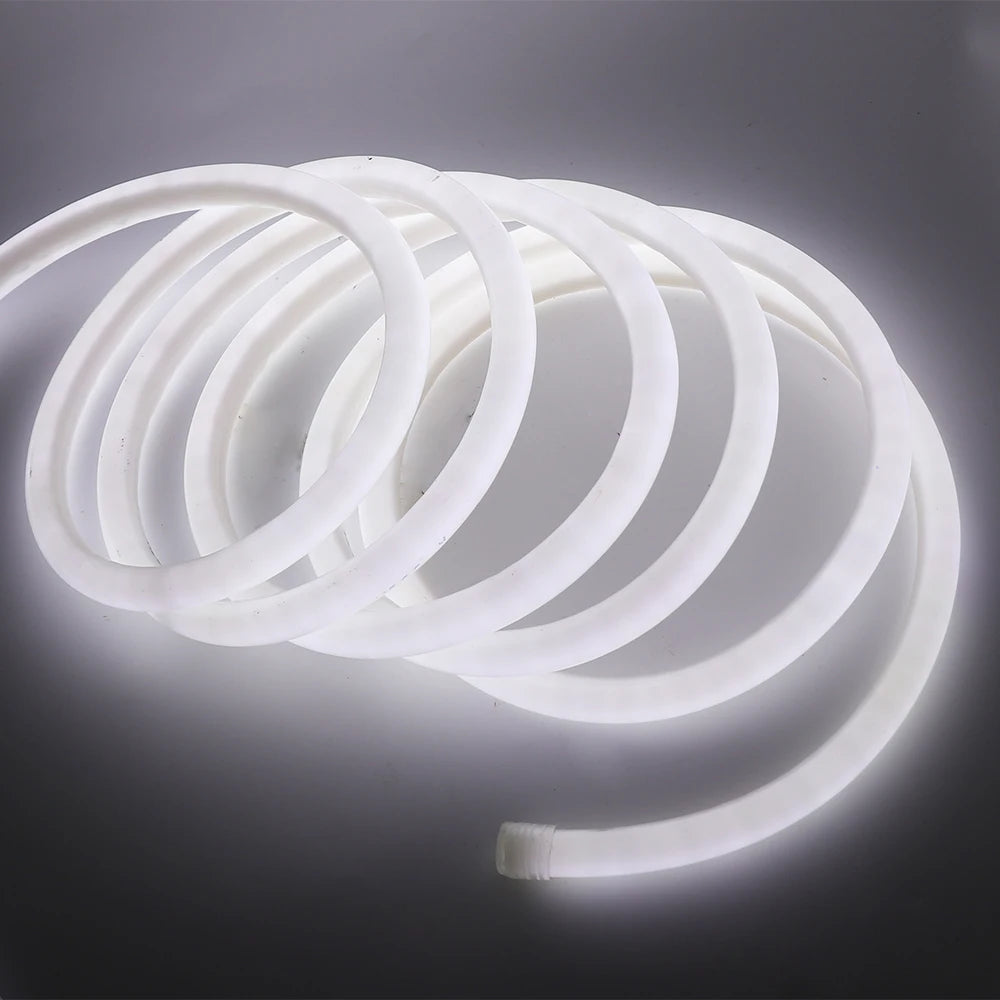 220V Neon LED Strip Light 360 Degree Round Tube Red/Green/Blue/Warm White Flexible Rope 120Leds/m Waterproof EU Plug Home Decor