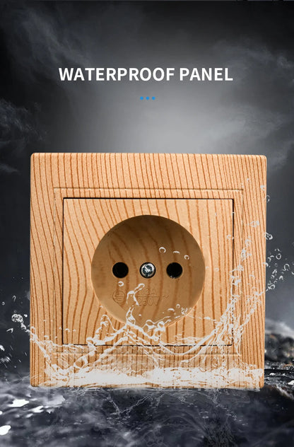 WESA Holzsteckdose, 16 A, EU-Standard, Steckdose, nicht geschliffen, 86 mm x 86 mm, flammhemmende Kunststoffplatten-Wandsteckdose.