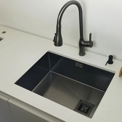 Nano mattschwarzes Küchenspülbecken über der Theke oder Udermount-Spülbecken, Gemüsewaschbecken, Einzelwaschbecken aus Edelstahl für die Küche