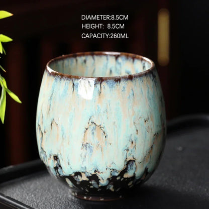 1pcs 250ml Chinese Style Kiln Changed Ceramic Coffee Cup Espresso Cups Pottery Cute Tea Cups Household Kung Fu Teacup Wholesale