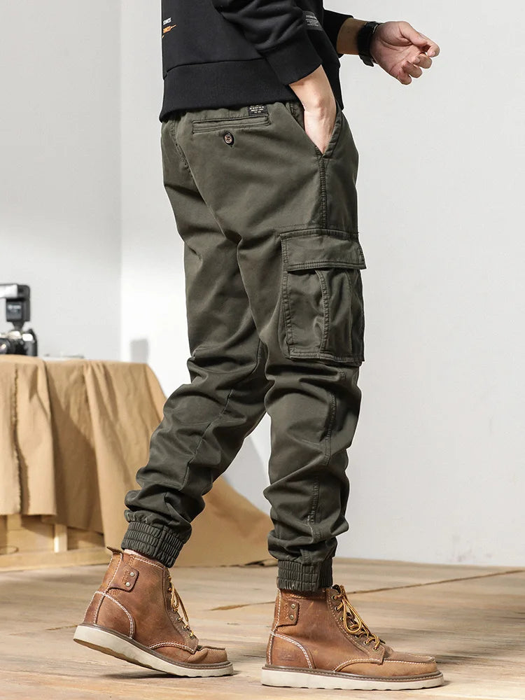 2024 New Winter Cargo Pants Men Multi-Pockets Drawstring Fleece Liner Thick Warm Overalls Joggers Casual Cotton Thermal Trousers.