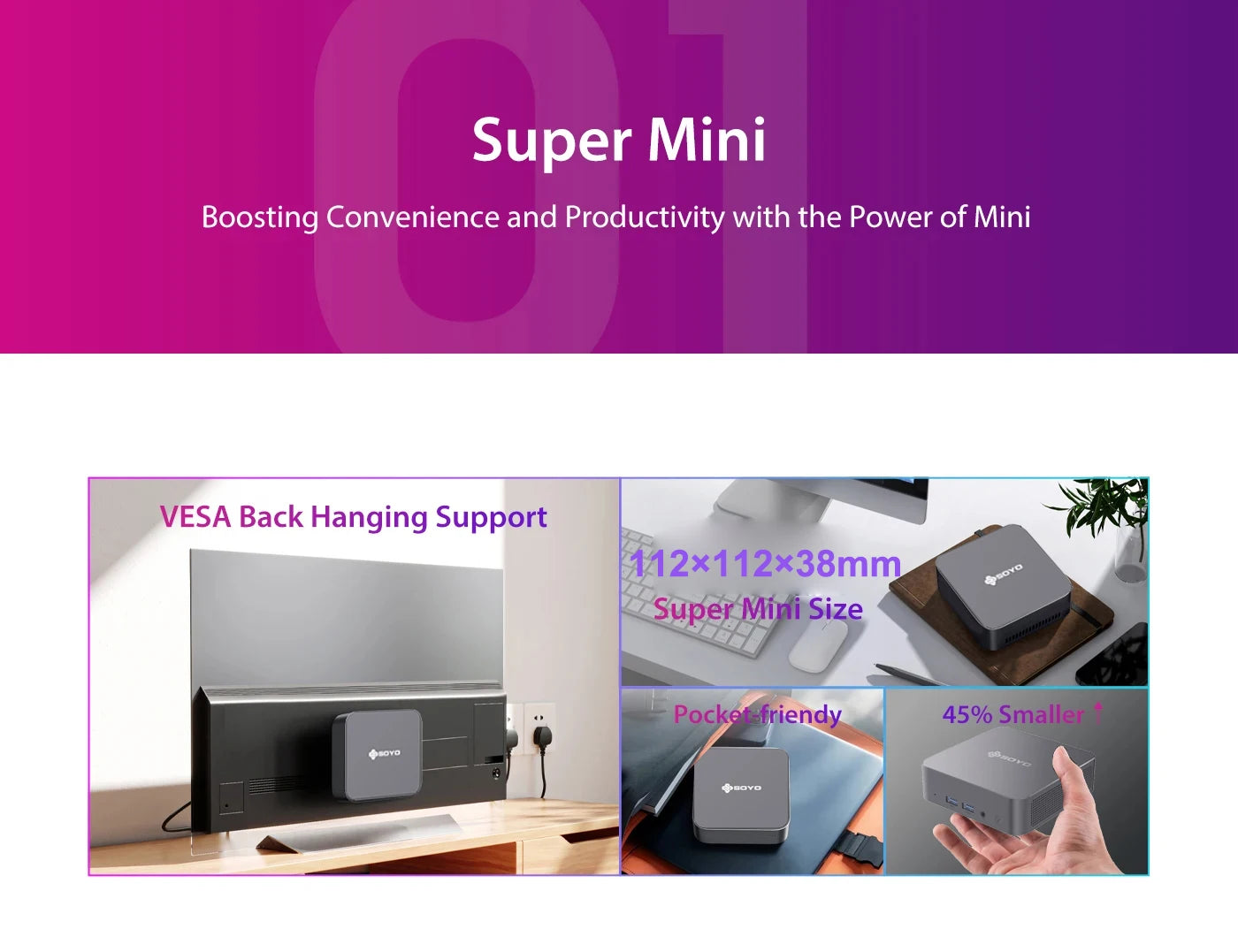 Mini PC SOYO M4 Air Intel Alder Lake N95 MiniPC Computer PC Win11 Pro Mini PC DDR4 16GB RAM 512GB ROM WiFi5 BT5.0 Desktop.
