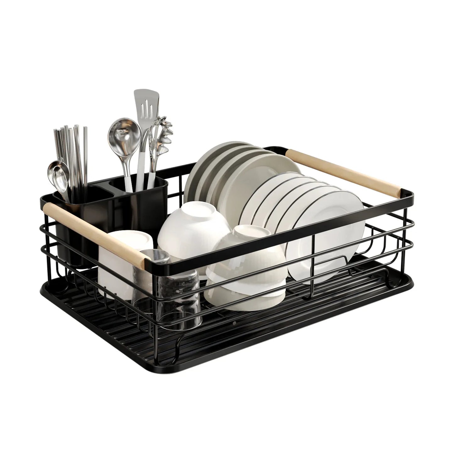 Countertop Kitchen Single-layer Plate Shelf Drain Bowl Rack Multi-functional Tableware Metal Storage Rack.