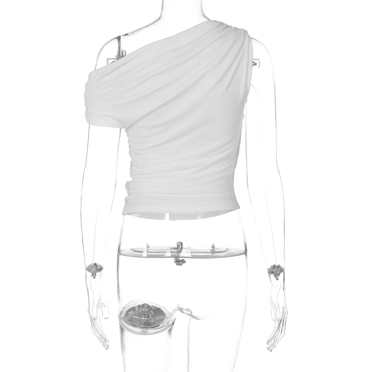 Talenza Sexy One Shoulder Tops Womens Summer Fashion Hot Girls Backless Pleated Slim T-Shirt Casual Office Lady Party Tops Women.