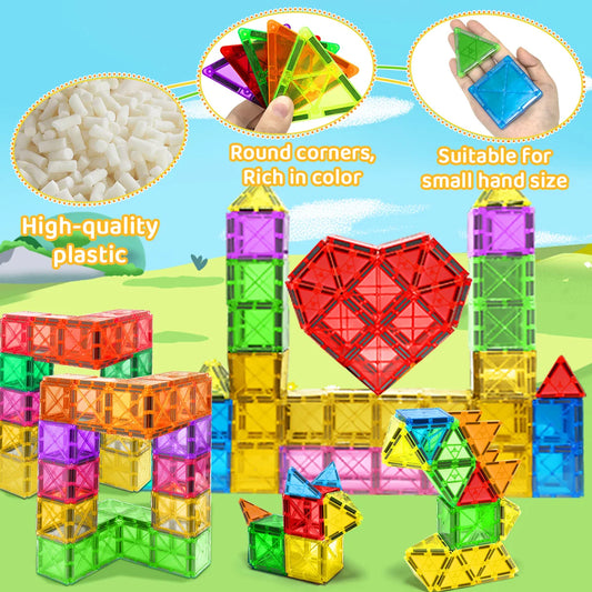 30/50/100PCS Magnetic Building Blocks Montessori Educational Constructor Toys Set For Kids Game For Boys Girl Gifts.