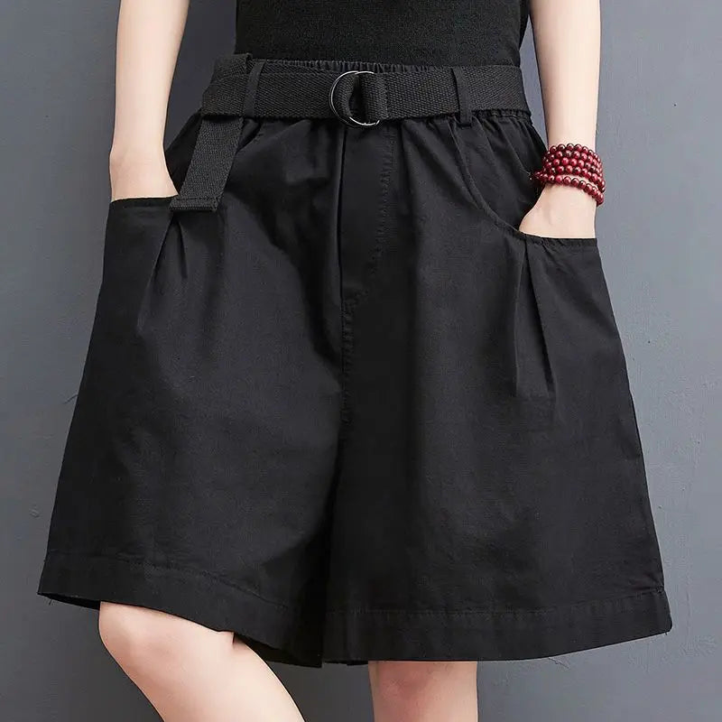 Women's Shorts Half Baggy Mid Length Wide Black Female Short Pants Loose Bermuda Knee Low Price Classic Harajuku Fashion New In