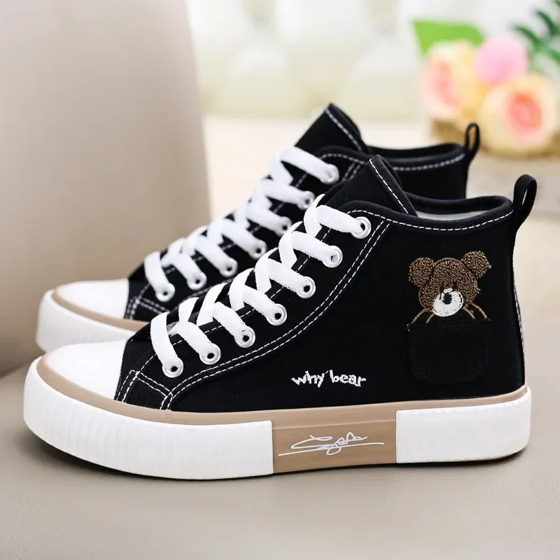 Cute Canvas Shoes Women Breathable Sneakers Brand Sport Shoes for Woman Casual Vulcanized Shoe Flats High Top Zapatos Mujer.