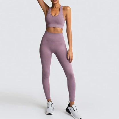 2025 Women's Yoga Set Seamless Sportswear 2-Piece Gym Yoga Clothes Sports Bra + Leggings Running Wear Skinny Sports Set Suits.
