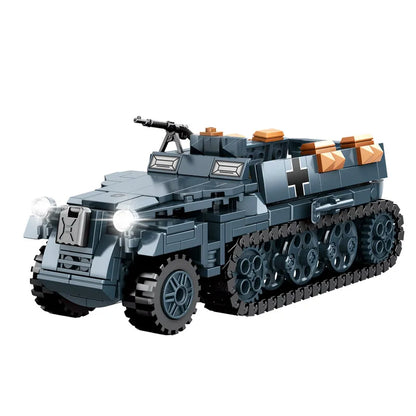 World War 2 WW2 Army Military Soldiers Armor Halftrack Main Station Tank Building Blocks Bricks Model DIY Assembly Toys For Kids.