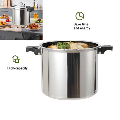22L Aluminium Alloy Pressure Canner 90Kpa Thickened Explosion-proof Pressure Cooker Pot with Pressure Gauge and Safety Valve.